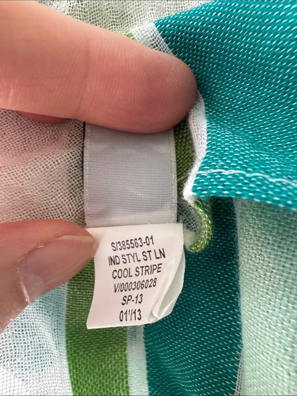 Old Navy white, navy, green and pink tasseled wrap.